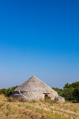 Trulli, typical houses near Castel del Monte, Apulia region, Italy