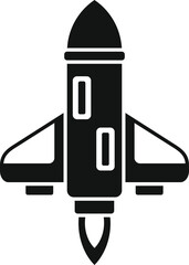 Rocket launch icon simple vector. Start ship. Future sky