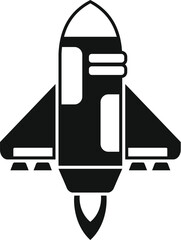 Rocket space icon simple vector. Spaceship launch. Smoke idea