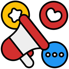 megaphone outline color icon