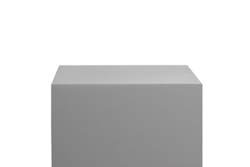 Fototapeta premium wooden cube made of plywood, painted with gray paint, isolated on a transparent background
