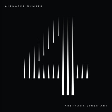 Number 4 logo with abstract geometric vertical parallel lines
