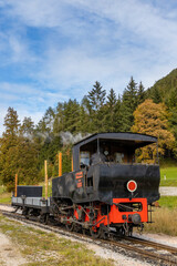 Fototapeta premium Historical steam locomotive, Achensee lake railroad, Tiro, Austria