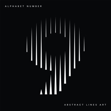 Number 9 logo with abstract geometric vertical parallel lines