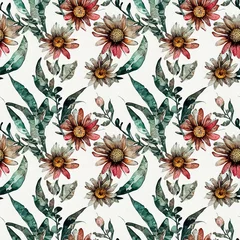 Fotobehang Watercolor floral pattern and seamless background. © Vero