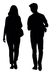 Teen couple walking isolated graphic
