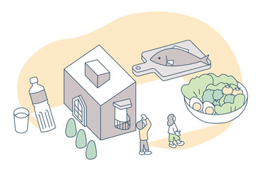 A healthy lifestyle with hydration and nutritious foods.