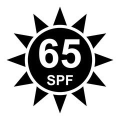 Sun protection factor 65 icon, uv radiation block symbol, sun protect skin vector illustration