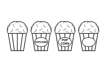 Fototapeta na wymiar Set of Popcorn food design icon, web box snack flat vector illustration element