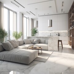 modern living white room. generative ai