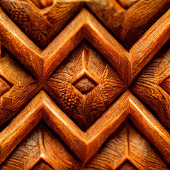 Closeup of wood texture ornament, Generative Ai