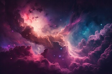 Obraz na płótnie Canvas vibrant night sky with a blanket of clouds and shining stars. Generative AI