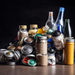 A Pile of Recyclable Materials and bottles - created with Generative AI
