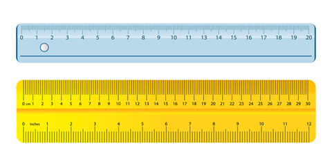 Ruler inches and cm scale isolated on white background