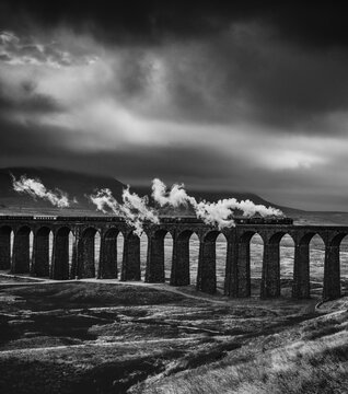 35018 British India Line crosses Ribblehead Viaduct