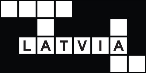 Alphabet letter in word latvia on crossword puzzle background