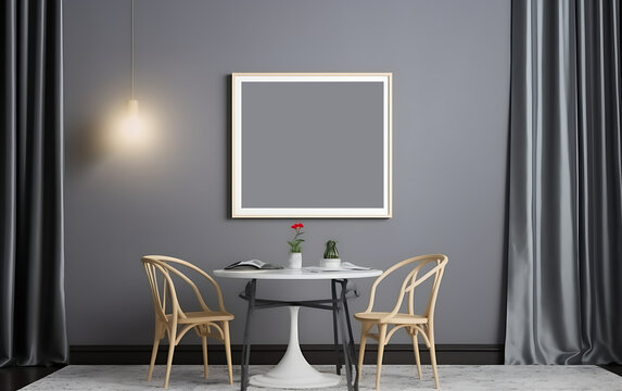 Interior of a room with a table & photo frame