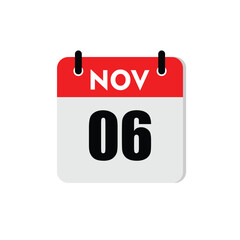 new calendar, calendar isolated on white, desktop calendar, 06 november icon with white background