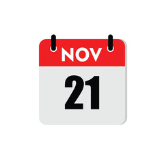 new calendar, calendar isolated on white, desktop calendar, 21 november icon with white background