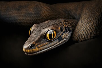 Fototapeta premium close up of a venomous snake on a dark background. Generative AI