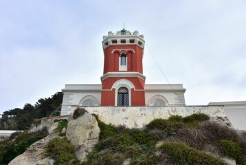 Fototapeta na wymiar Lighthouse in Capo d Orlando on island Sicily,Italy