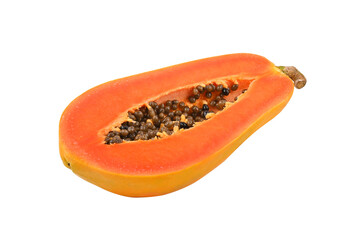 ripe papaya fruit with seeds on transparent png