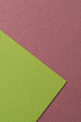 Rough kraft paper background, paper texture burgundy green colors. Mockup with copy space for text