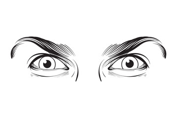 vector hand drawn eye expression line art illustration