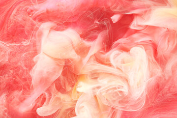 Light red contrast liquid art background. Paint ink explosion, abstract clouds of smoke mock-up, watercolor underwater