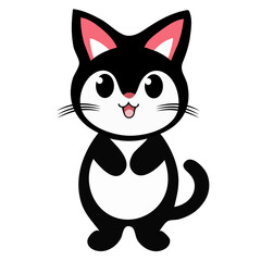 Happy cartoon cat standing. Flat Vector illustration.