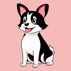 Happy cartoon puppy sitting. Flat Vector illustration.