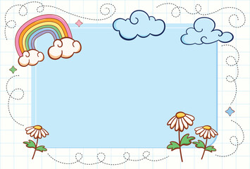 Cute weather vector background, funny frames vector