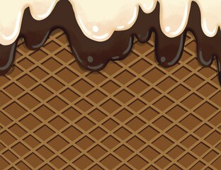 chocolate and vanilla ice cream waffle cone