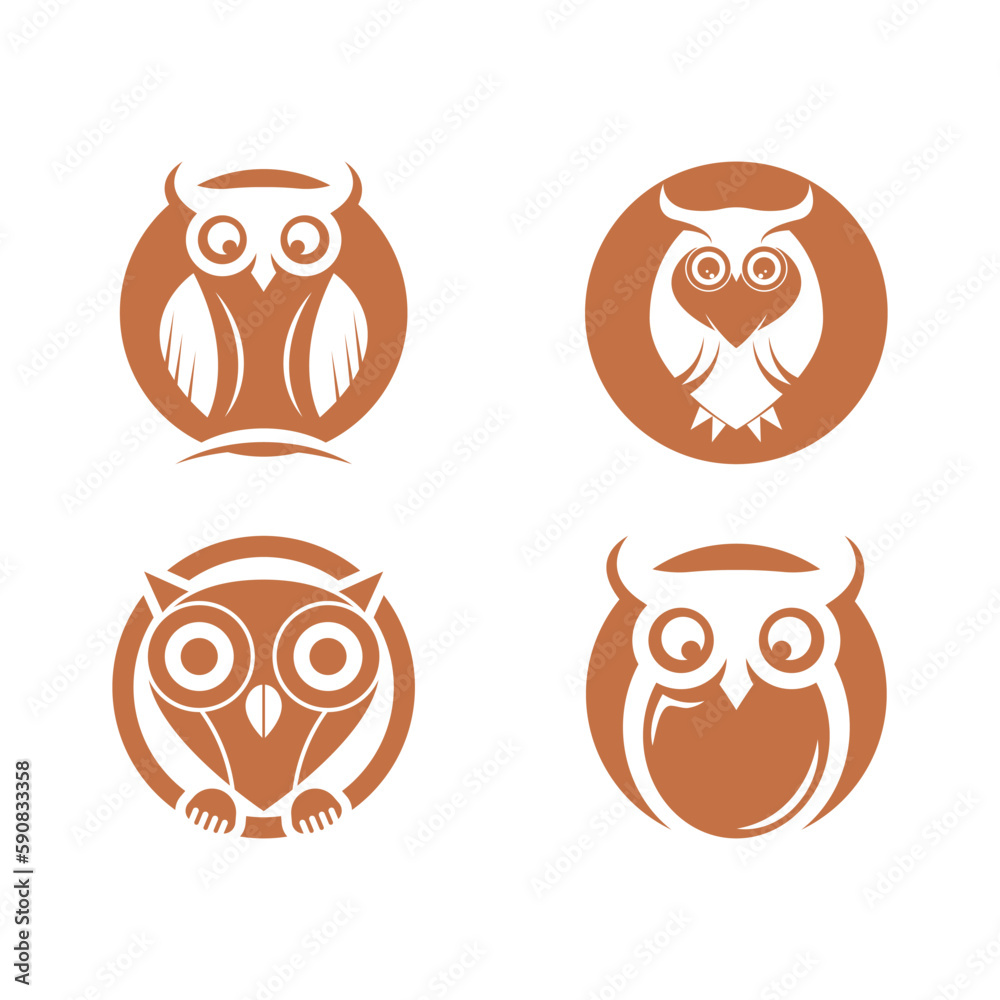 Sticker Owl logo icon design animal and simple business