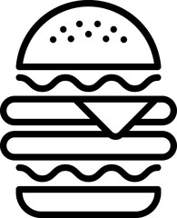 Burger line icon. Hamburger logo. Fast food outline emblem.