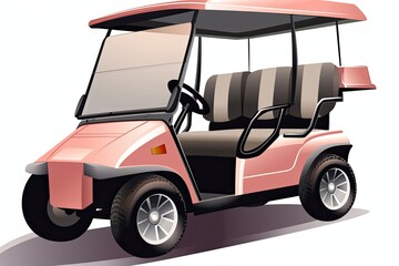 Illustrated Golf Cart On Blank Space Generative AI