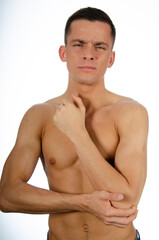 Fototapeta premium Pain. Young attractive man and health problems.