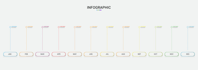 vector info graphic time line, 12 months or a year.