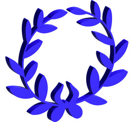 3d blue ceremonial frane with laurel wreath