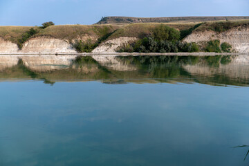 Obraz premium The Great Russian Volga River and its banks.
