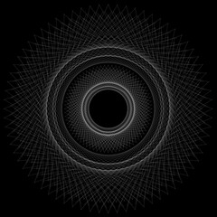 Spiral round circle . Abstract vector design . Shiny white lines in dark space 