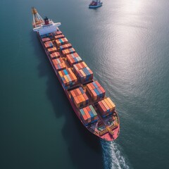 Fototapeta premium cargo ship in the sea. generative ai