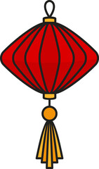 Chinese red lantern. Hanging paper lamps. Chinese New Year. Asian traditions. Flat vector illustration.