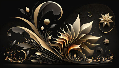 abstract gold and black floral background