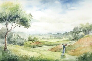 Relaxing Golf Game Background Generative AI