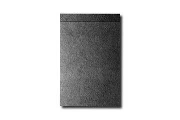 Black notepad mockup isolated on white background. 3d rendering.