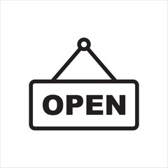 Open vector icon. Open flat sign design. Open signboard symbol pictogram. Illustration of nameplate icon. UX UI icon