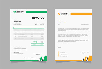 Obraz premium Letterhead and invoice vector template