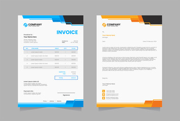 Obraz premium Letterhead and invoice vector template
