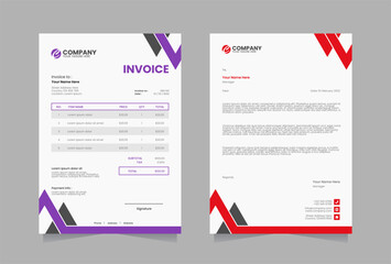 Obraz premium Letterhead and invoice vector template
